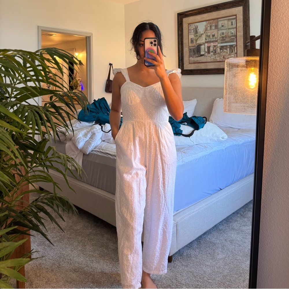 White Not See-Through Jumpsuit